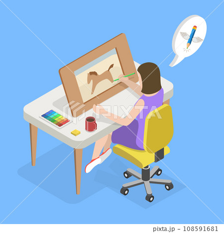3D Isometric Flat Vector Illustration of Creative Process 108591681