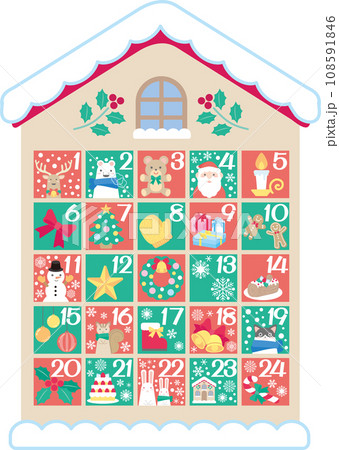 クリスマスのかわいい素材セット_アドベントカレンダー クリスマスのかわいい素材セット_アドベントカレンダー 108591846