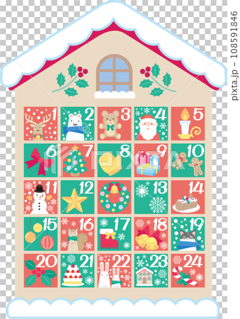 クリスマスのかわいい素材セット_アドベントカレンダー クリスマスのかわいい素材セット_アドベントカレンダー 108591846
