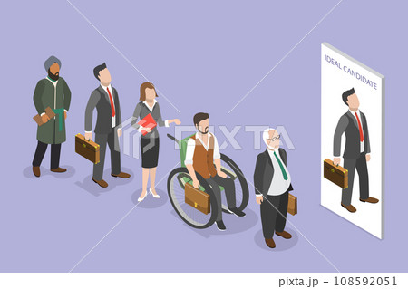 3D Isometric Flat Vector Illustration of Employment Interview Discrimination 108592051