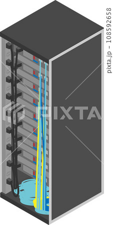 アイソメトリックなサーバーラック内の配線のイメージ素材 アイソメトリックなサーバーラック内の配線のイメージ素材 108592658
