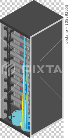 アイソメトリックなサーバーラック内の配線のイメージ素材 アイソメトリックなサーバーラック内の配線のイメージ素材 108592658