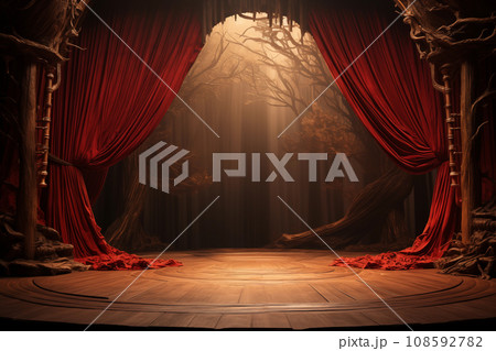 Theater background with wood stage and curtains. 108592782