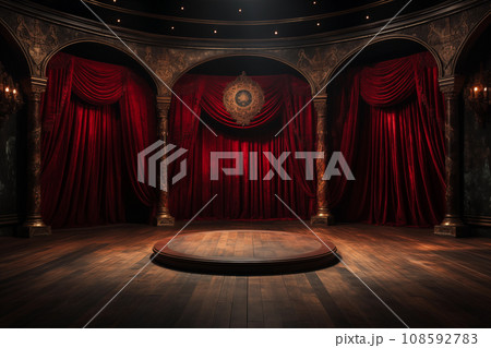 Theater background with wood stage and curtains. 108592783