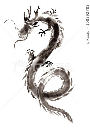 水墨画、墨絵　昇り龍 龍の絵「昇龍」墨絵 | 龍の絵 龍神の絵 鳳凰の絵 アトリエ一耕
