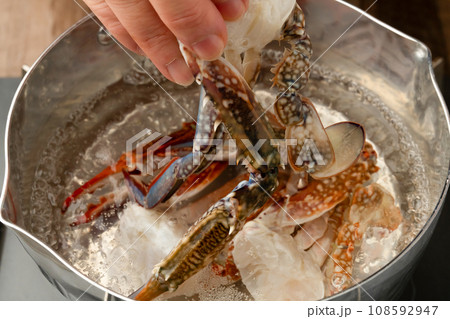 ガザミ 渡り蟹 鍋で煮る ガザミ 渡り蟹 鍋で煮る 108592947