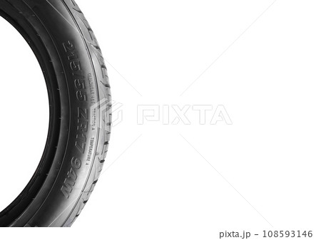 Numbers and characters on automotive tyre sidewalls with banner copy space Numbers and characters on automotive tyre sidewalls with banner copy space 108593146