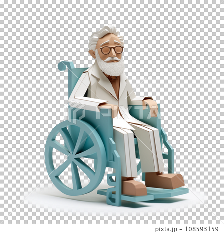 車椅子に座る老人-背景透過PNG 車椅子に座る老人-背景透過PNG 108593159