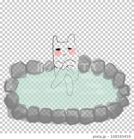 Illustration of a rabbit relaxing in an open-air bath Illustration of a rabbit relaxing in an open-air bath 108593459