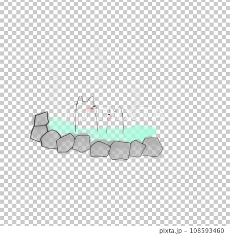 Rabbits relaxing in the open-air bath Rabbits relaxing in the open-air bath 108593460