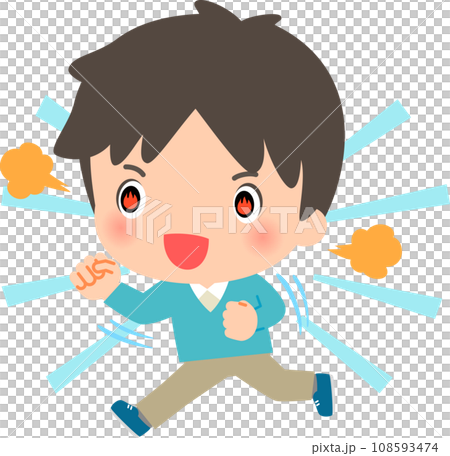 興奮した様子で走る男性、暴走 108593474