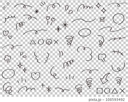 簡單的裝飾插圖集。向量，心，可愛 108593492