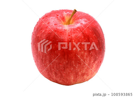 Closeup Fresh Apple Aomori from Japan with clipping path selection isolated on white background. Popular fruits quality from Japan. 108593865