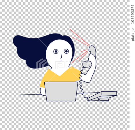 A female operator working at a customer center who responds to complaints calls from complainers as an adult. A female operator working at a customer center who responds to complaints calls from complainers as an adult. 108593875