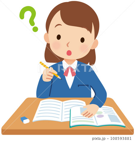 勉強する学生　女の子　中学生　高校生 108593881