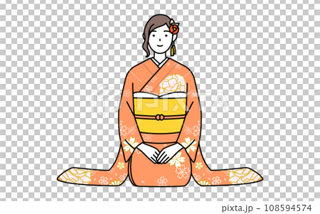 A woman giving a New Year's greeting 108594574