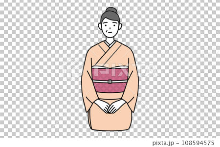 新年の挨拶をする姿のシニア女性 108594575