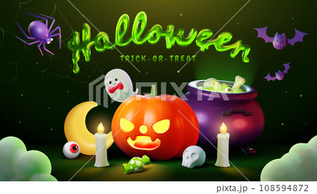 Spooky green Halloween card Spooky green Halloween card 108594872