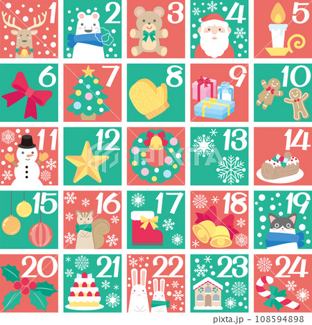 クリスマス_アドベントカレンダー日付入りイラストタイル 108594898