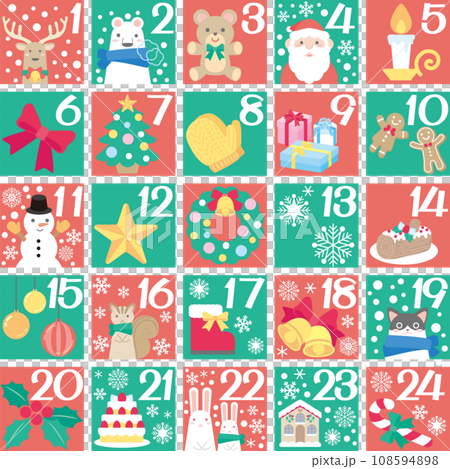 クリスマス_アドベントカレンダー日付入りイラストタイル 108594898