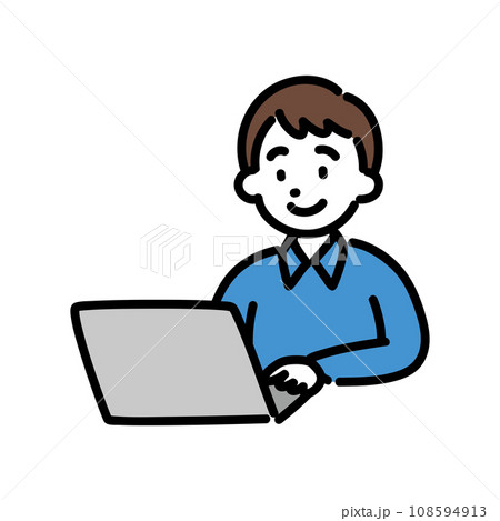 パソコンを使う男の子1　A 108594913