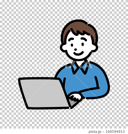 パソコンを使う男の子1　A 108594913