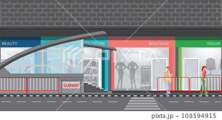 Subway station on the city business district background. 108594915