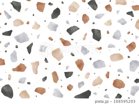 テラゾー人造大理石の茶や黒の水彩画背景 108595203