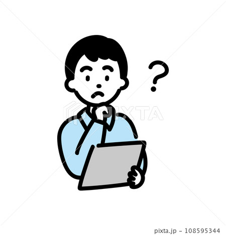 タブレットを見てわからない男の子1 B タブレットを見てわからない男の子1 B 108595344