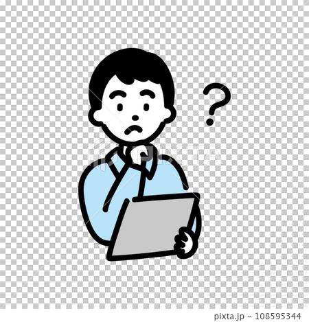 タブレットを見てわからない男の子1 B タブレットを見てわからない男の子1 B 108595344