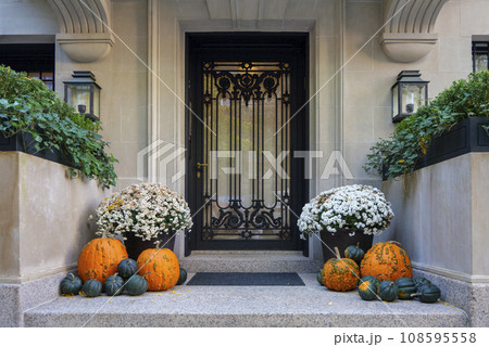 beautiful front door of a house with an aristocratic family in the center of Manhattan 108595558