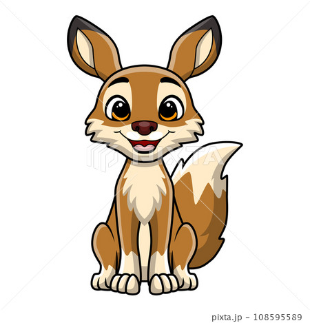 Cute coyote cartoon on white background 108595589