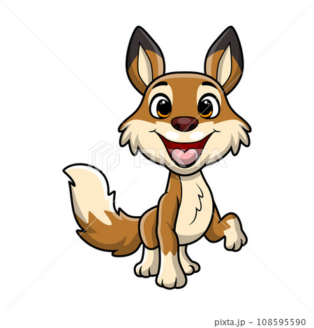 Cute coyote cartoon on white background 108595590