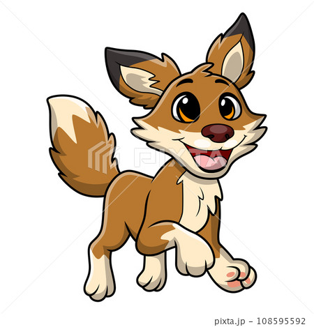 Cute coyote cartoon on white background 108595592