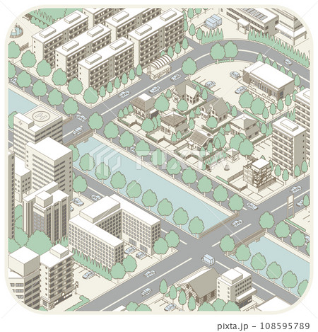 街並みの立体図. 都市の景観. 108595789
