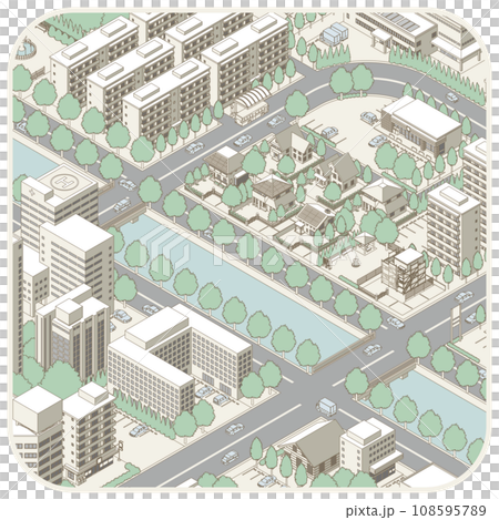 街並みの立体図. 都市の景観. 108595789