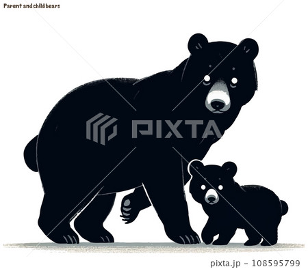 可愛い熊の親子のシンプルイラスト 可愛い熊の親子のシンプルイラスト 108595799
