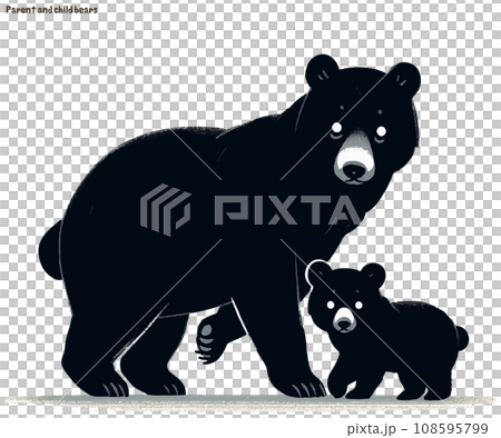 可愛い熊の親子のシンプルイラスト 可愛い熊の親子のシンプルイラスト 108595799