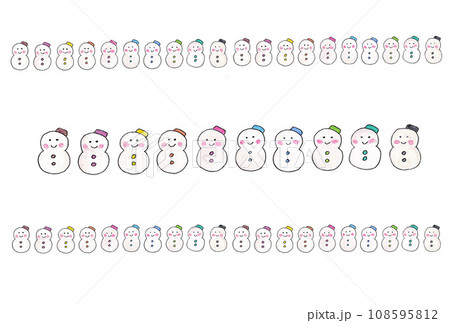 水性ペンと透明水彩絵の具で描いたスノーマンのイラストMS50セット 108595812