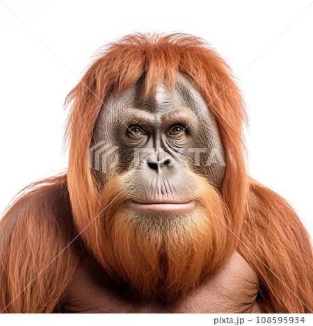 Image of big male orangutan orange monkey on white background. Wildlife Animals. Image of big male orangutan orange monkey on white background. Wildlife Animals. 108595934