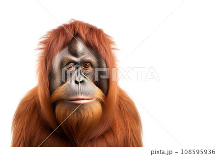 Image of big male orangutan orange monkey on white background. Wildlife Animals. 108595936