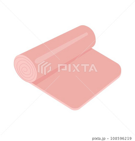Rolled Yoga Mat. Healthy lifestyle, lose weight, sport, fitness, diet concept. Flat cartoon illustration. 108596219