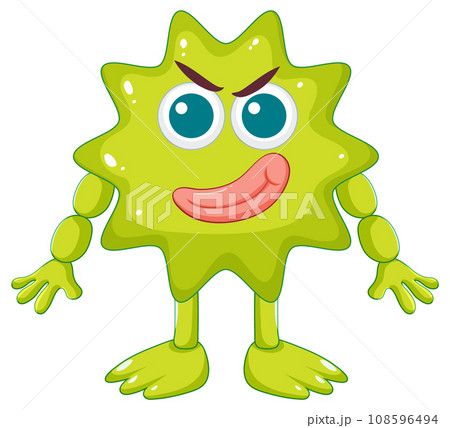 Adorable Spiky Green Alien Monster Cartoon Character 108596494