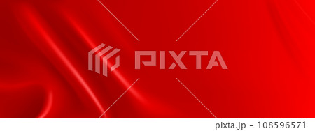 Red silk fabric with flow liquid waves effect 108596571