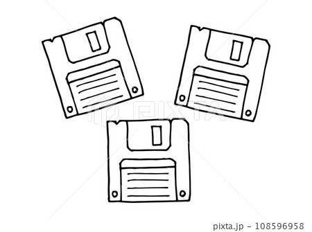 フロッピーディスクの手描きイラスト 108596958