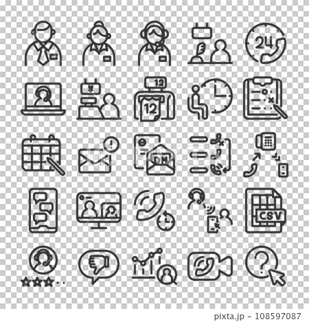 Customer service Online customer service Teleappointment Customer management icon set Customer service Online customer service Teleappointment Customer management icon set 108597087