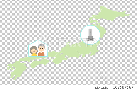 老夫婦が住む場所とお墓のある場所 108597567