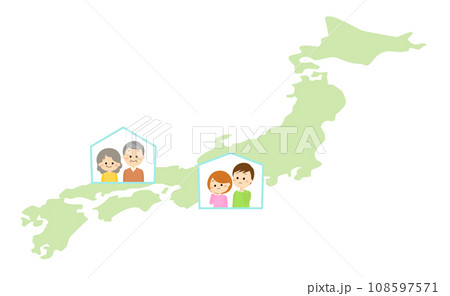 田舎で暮らす高齢の親を心配する夫婦 108597571