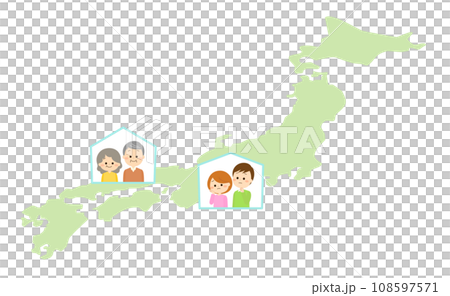 田舎で暮らす高齢の親を心配する夫婦 108597571