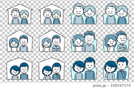 年輕夫婦,老夫婦,老年夫婦圖示設定簡單 年輕夫婦,老夫婦,老年夫婦圖示設定簡單 108597574